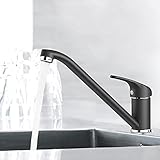 Einhebelmischer Küche Wasserhahn 360° Schwenkbare, Wasserhahn Küche Schwarz, VENTCY Wasserhahn Mischbatterie Küche Mit Kupferadaptern von G3/8 bis G1/2, Messingbasis, Passend für Doppel Küchenspü