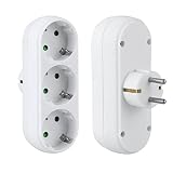 3-Fach Steckdosenadapter,Wandsteckdose für Innenbereich 250V/16A 4000W Multistecker Mehrfachstecker,Tragbare Praktisch Deutsch Konverter Buchse EU Stecker für Büro, zu Hause, Reisen(2pcs)