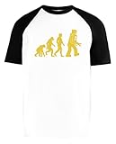 Roboter Evolution Unisex Weiß Baseball T-Shirt Herren Damen Kurze Ärmel Short Sleeves XXXL