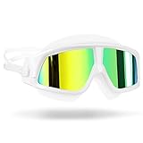 Peakfeng Kinder schwimmende Goggles Schwimmbrille für Männer Frauen Gläser Anti-Nebel UV. Große Rahmen Erwachsene Sport wasserdichte Silikon Schwimmbrille Brille (Color : Mirrored White Frame)