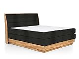 moebel-eins MAILO Boxspringbett mit Bettkasten, Material Massivholz Eiche/Bezug Stoff in 2 Farben, 160 x 200 cm, Schw