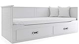 Funktionsbett Tagesbett Hermes 200x80cm WEIß + Matratzen und Schub