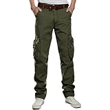 Zestion Herren Cargohose Mode Einfarbige Nähte Multi-Pocket Lose Große Größe Trendy Täglich Outdoor Lässig Sporthosen 29