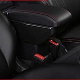 HYSM Für Skoda Für Rapid 2013-2018 Armlehne Box Auto Central Store Mittelkonsole Box Aufbewahrungsbox Armlehne Organizer Mit Getränkehalter USB Autoarmlehne (Color : B Style red line)