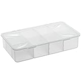 Rotho Snappy Aufbewahrungsbox 3l mit Einteilungen und Deckel, Kunststoff (PP) BPA-frei, transparent, 3l (33,9 x 19,8 x 7,6 cm)
