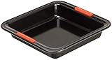 Le Creuset Antihaft Backform, Quadratisch, 23 x 23 x 5 cm, PFOA-frei, Sauerteigbeständig, Aus Karbonstahl gefertigt, Anthrazit/Orang