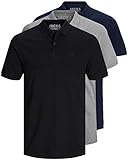 JACK & JONES 3er Pack Herren Poloshirt Slim Fit Kurzarm schwarz weiß blau grau XS S M L XL XXL 12171776 (L, 3er Pack Farb Mix 4)