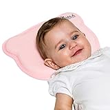 Babykissen Plagiozephalie, abnehmbar (mit Zwei Kissenbezügen), hilft EIN Plattkopfsyndrom vorzubeugen und zu behandeln. Aus Memory Foam - Rosa - Registriertes Design KBC®