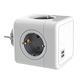 Grevosea Smart Cube Steckdose, Drahtlos Eurosteckdose, Steckdosenwürfel(16A 4000W), Überlastschutz, Würfel MultifunktionsWandsteckdose, Steckdosenleiste fur Büro, Zuhause, Geschäftsreise (E02A)