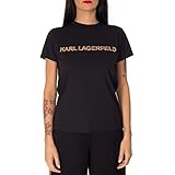 KARL LAGERFELD T-Shirt schwarz Strass Logo, Schwarz , S