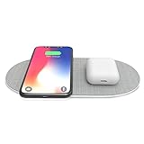 Dual Wireless Charger, Qi-zertifiziert, 10 W Max Fast Wireless Charging Pad für iPhone 12/12 Mini/12 Pro Max/SE 2020/11 Pro Max, 10 W für Samsung Galaxy S21/S20/Note 10/S10,