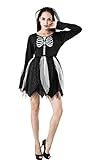 IKALI Kinder Skelett Kostüm, Mädchen Halloween Overall Kleid unheimlich Bekleidung Langarm für Karneval-Party, Welt-Buch-Tag