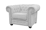 Imperial Chesterfield Sessel - Couch, Schlafcouch, Stuhl, Couchgarnitur, Couchsessel, Sessel Wohnzimmer, Schlafsofa, Sofa - Glamour Design - Silver (Graceland)
