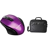 Amazon Basics - Ergonomische kabellose Maus - Violett & kompakte Laptoptasche, Umhängetasche/Tragetasche mit Taschen zur Aufbewahrung von Zubehör, für Laptops bis zu 15,6 Zoll, Schwarz, 1 Stück
