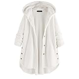 ZDDHOODY Plüsch Cardigan Damen Warm Strickjacke Plüschjacke Lang Teddy Fleece Pullover mit Kapuzen Langarm Winterjacke Oversize Kapuzenpullover Gemütlich Winterpulli Übergangsjack