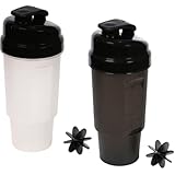 Kunststoff-Shaker-Flaschen (2 Stück) mit Shaker-Bällen – 765 ml BPA-frei – ideal für Ihre Sporttasche oder zu Hause Protein-Smoothies – klassischer Mixer-Reiseb