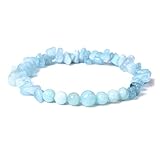 YSYSPUJ Armband aus Kristallstein Natürliche Blaue Aquamarine Perlen Armband Runde Edelstein Armband Frauen Mode Chip Kristall Perlen Romantisches Armband Yoga Schmuck (Length : 21cm)