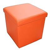 Style home Sitzhocker Sitzbank mit Stauraum, Faltbare Aufbewahrungsbox Sitztruhe Sitzwürfel Fußablage, belastbar bis 300 kg, Kunstleder, 38 * 38 * 38 cm (Orange)