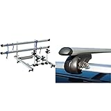 FISCHER 18092 Dachlift Fahrradträger für 2 Fahrräder, Dachfahrradträger fürs Autodach, TÜV/GS geprüft & Aluminium-Relingträger Topline Größe L, Länge 1,20 m, mit S