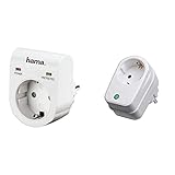 Hama Überspannungsschutz Adapter für z.B. Telefonanlage, Computer, HiFi und TV-Geräte, bis 3500 W, 230 V, doppelte LED-Statusanzeige, weiß & Goobay Netz-und Überspannungsschutz (230V-3500)