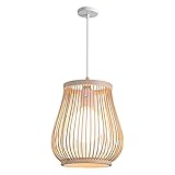 MagiDeal Pendelleuchte LED aus Rattan I Hängeleuchte Vintage I Deckenlampe Lampenschirm Hängelampe I Lampenschirm Rattan Deko für Wohnzimmer Hängend, Schlafzimmer, Restaurant I Fassung: E27, 18x23