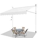 Fiqops Klemmmarkise mit Handkurbel Balkon, Markise UV-beständig, Sonnenschutz wasserdicht, Balkonmarkise ohne Bohren, Höhenverstellbar, 400x120x 200-300cm Beig