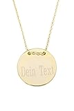 Remi Bijou - 2 cm - Halskette MIT Gravur Anhänger - Gravurplatte Münze Rund Scheibe (Gold)