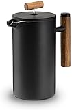 Lambda Coffee French Press aus Edelstahl und Holz | 1 Liter (5 Tassen, groß) | für den perfekten Kaffee | Kaffeebereiter doppelwandig Thermo | manuelle Kaffeemaschine und Kaffeepresse schw