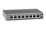 Netgear GS108E Managed Switch 8 Port Gigabit Ethernet LAN Switch Plus (Netzwerk Switch Managed, VLAN, IGMP Snooping, QoS, lüfterlos, robustes Metallgehäuse, ProSAFE Lifetime-Garantie)