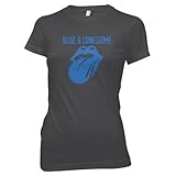 Rolling Stones - Frauen 72 Logo Blue und Lonesome T-Shirt, Medium, Black