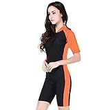 Frauen Neoprenanzug Swimwear, Männer Kurzarm Surfen Swiming Swimwear Badeanzug Tauchen Anzug (Color : Orange, Size : S)