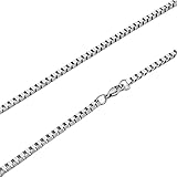 Bishilin Edelstahl Halskette Silber Biker, 2.4MM Venezianierkette Silber Kette 50CM ohne Anhänger Männer Partnerk