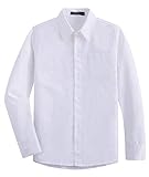 Spring&Gege Jungen Hemden Baumwoll Formelle Uniform Langarm Hemd für Kinder, Weiß, 152-158