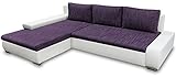 Ecksofa TEO mit Bettkasten und Schlaffunktion Neu L-förmig Polsterecke aus Wellenfedern (Lila und Weiß)