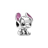 Disney Stitch silver charm with black and purp