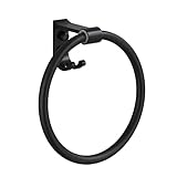 Msoah Handtuchring,Aluminium Wandmontage Handtuchhalter,Einpolige mit Haken handtuchstange Bohren schwarz 17cm, Antiseptikum Anti-Rost,2 Stück für Badzimmer und Kü