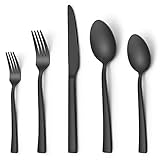 Besteck Set, Joyfair 30-teiliges Schwarzes Matt Besteckset für 6 Personen, Edelstahl Essbesteck mit Messer Gabel Löffel, Elegantes Tafelbesteck für Familie / Party / Hotel, Langlebig & R