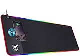 ICETEK RGB Gaming Mauspad XXL LED Mousepad Großes 800 x 300 x 4mm 10 Beleuchtungsmodi mit 10W Schnellladung Qi Wireless Charging für Handy, Kopfhö