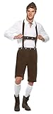 Smiffys 30286 Herren Bayerischer Herr Kostüm, Kurze Lederhose mit Hosenträgern, Oberteil und hut ,Mehrfarbig (Braun/Weiß) - L