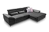 CAVADORE Ecksofa Capri / Sofaecke mit XL-Longchair rechts, Bettfunktion & Bettkasten / Inkl. Sitztiefenverstellung & verstellbaren Kopfteilen / 295 x 87-104 x 183 / Mikrofaser: G