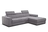 Tesla Dreams Ecksofa BRISEL Ecksofa mit Schlaffunktion, L Form Sofa, Kopfteilfunktion, Eck-Couch-Bettfunktion, 2-Sitzer-Longchair Rechts (Grau, 265x190 Rechts+Bettfunktion)