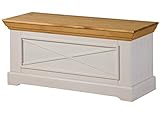 MASSIVMOEBEL24.DE | Hanna Truhe aus Massivholz #14 im Landhausstil | aus Kiefernholz - weiß, gewachst | mit Deckel | 109x42x51cm | Aufbewahrungsbox Holztruhe Holzk