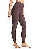 CRZ YOGA Damen Thermo Leggings Winter Warme Leggins High Waist Fleece Sportleggins Thermoleggings - 71cm Lila Taupe 38