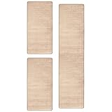 Tidyard Hochflor Bettvorleger 3-TLG. Textil-Rückseite Bettumrandung Teppich Läufer Shaggy Langflor Schlafzimmer Läuferset Beige 100% Polypropy