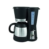 SUNTEC Filter-Kaffeemaschine mit Thermoskanne 1 Liter Füllmenge 8-10 Tassen Edelstahl Schwarz | Coffee Machine Timer-Funktion Anti-Tropf Funktion | KAM-9004