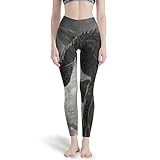 Magiböes Damen Weich Yoga Leggings Fantasy Drache Skizziert Gymnastik Leggings White XL