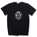 NYLY 2 Stücke Harry Potter T-Shirt Herren, Jungen Baumwolle Unterhemd Kurzarm Slytherin Academy Logo XXXL Schw