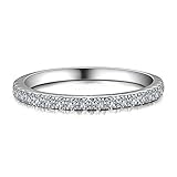 fohatu 18 Karat Moissanite Eternity Row Ring 925 Sterling Silber Mode Boho Nicht Verblassende Stapelbar Verlobung Zierliche Bandring Schmuckgeschenk,Silber,7