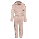 SOIUTAO Damenanzug-Set Sportliche Sportswear Warm Sportswear Sportkleidung mit Tasche Elegante Lange Ärme Outfit Zweiteilige Hoodie&Jogginghose Sweatshirts und Jogginghose Outdoor Hosenanzug