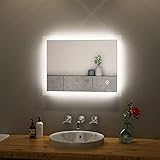 S'AFIELINA LED Badspiegel 45 × 60 cm Spiegel mit Beleuchtung Wandspiegel mit Touch-Schalter 6500K kaltweiß Lichtspiegel Badezimmerspiegel IP44 Energiesparend A++